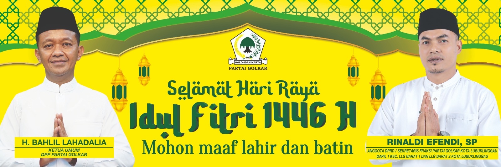 Rinaldi Efendi,SP Anggota DPRD Kota Lubuklinggau Mengucapkan Selamat Hari Raya Idul Fitri 1446 H